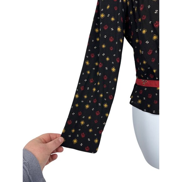 Free People Top Where We Roam Crossover Wrap Long Sleeve Printed Blouse Size S - Picture 4 of 12